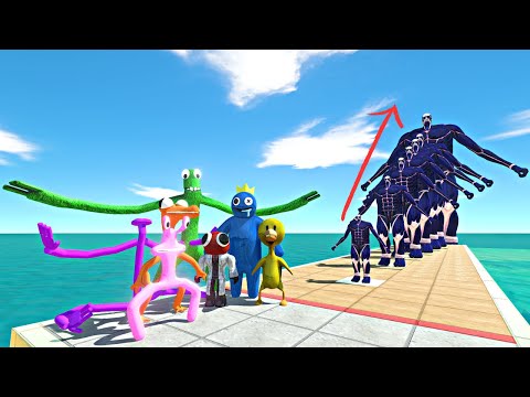 Rainbow Friends vs 7 Levels of Ice Colossal Titan - Animal Revolt Battle Simulator
