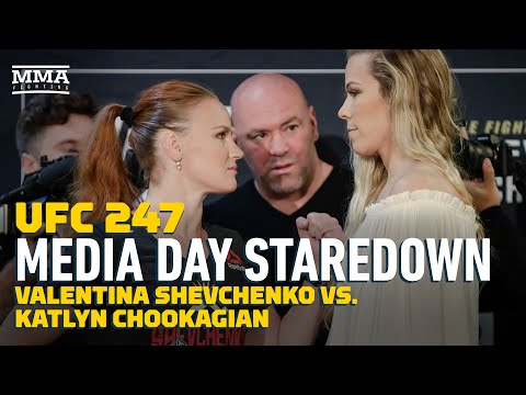 UFC 247: Valentina Shevchenko vs. Katlyn Chookagian Media Day Staredown - MMA Fighting