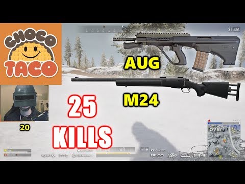 ChocoTaco - 25 KILLS - AUG+M24 - Random DUO - PUBG