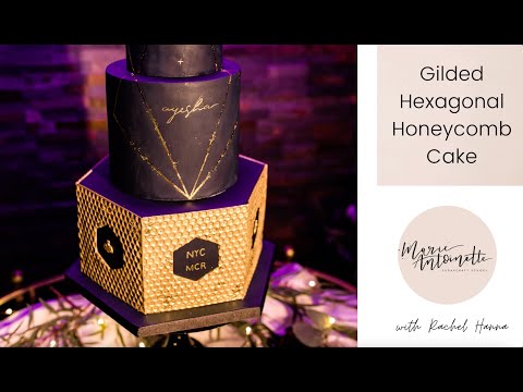 Gold Honeycomb Textured Hexagonal Cake Tutorial using Impression Mat