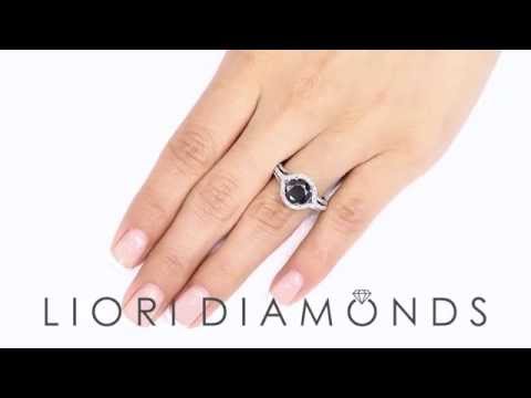 BDR-SOLD-075 - 2.96 Carat Natural Black Diamond Engagement Ring 18k White Gold Vintage Style