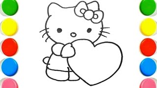 How To Draw cute HELLO KITTY Drawing, Painting & Coloring For Kids and Toddlers_🌈🎨