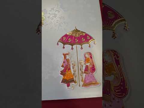 Hardbound Hindu Wedding Card 20002, Box Wedding Cards with Umbrella