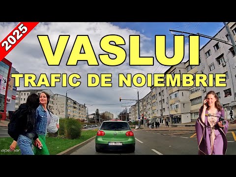 The city of VASLUI in traffic through different areas of Castanilor Buium Nord Centru Station / n...