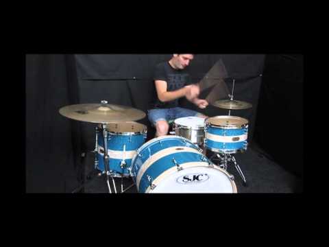 SJC USA Custom Tour Series 3 Drum Kit - Blue Glitter w/ AWP Stripe