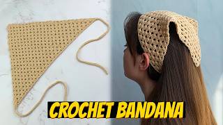 Crochet Bandana Hair Scarf | Aesthetic Bandana | Granny Square Triangle Bandana