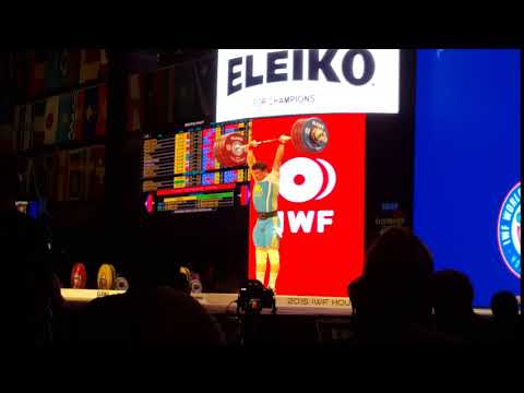 IWF Houston 2015 Zhassulan Kydyrbayev Clean and Jerk 221 kg Men 94 kg