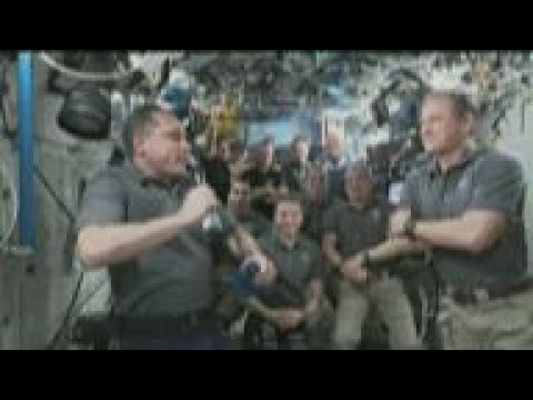 Command change ceremony aboard the ISS