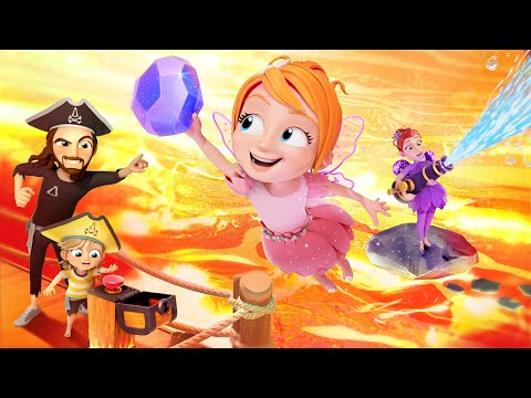 FLOOR iS LAVA at PiRATE iSLAND!!  Fairy Egg rescue mission by Adley and Mom! new family cartoon 🌋