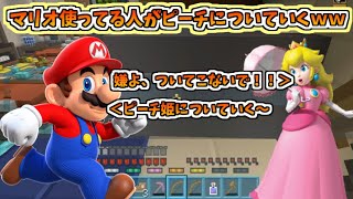 【マイクラ】 wii u版　マリオスキン使ってる人が、なぜかピーチを追いかけてくるのが面白いｗｗ