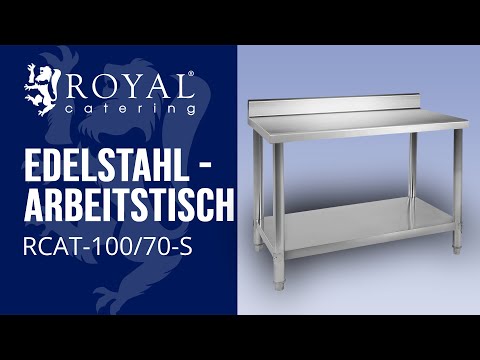 Video - Edelstahl-Arbeitstisch - ECO - 100 x 70 cm - 120 kg - Aufkantung - Royal Catering