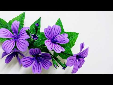 Hollyhock Flower Making From Crepe Paper
