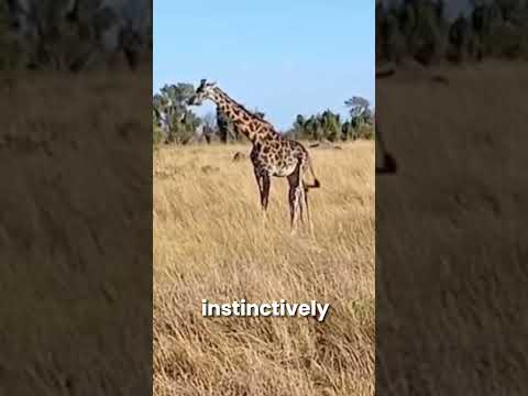 giraffe kicks lion on the chest #viral #lion#giraffe#shorts