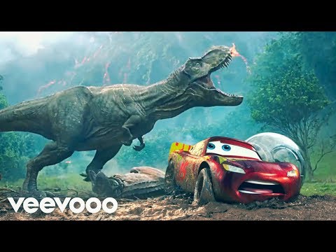 Pixar Cars - Jurassic World -T-Rex Vs Lightning McQueen - Pixarized Cars Jeep