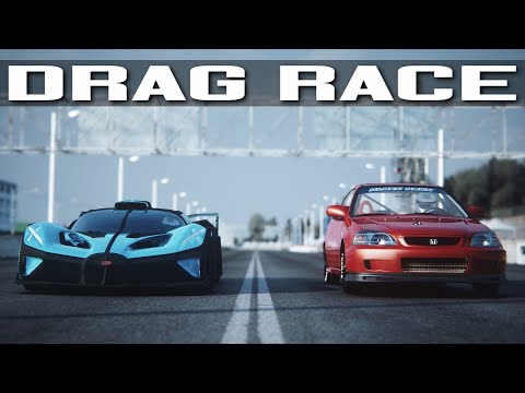 BUGATTI BOLIDE VS 1000HP HONDA CIVIC DRAG RACE | ASSETTO CORSA #Shorts #assettocorsa