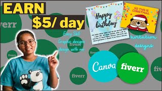 HOW TO EARN MONEY WITH CANVA ON FIVERR | Freelancing for Beginners |Live demo of Card designing 💻
