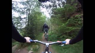 preview picture of video 'Afan Argoed mountain biking MTB The Wall zigzag trail high speed HD high definition GoPro'