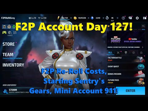 Marvel Future Fight: F2P Account Day 127!  F2P Card Costs, Sentry's Gear, Mini Account 911!  💎🤓🩹