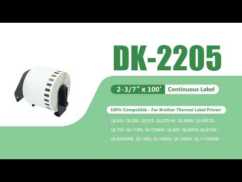 Brother DK-2205 Compatible Continuous Labels DK2205 Labels 2-3/7" x 100'