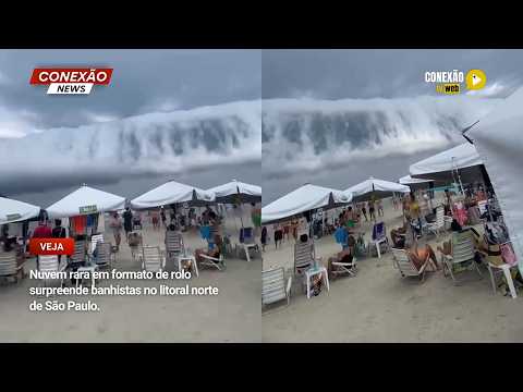 Vídeo: Nuvem rara em formato de rolo surpreende banhistas no litoral norte de São Paulo.