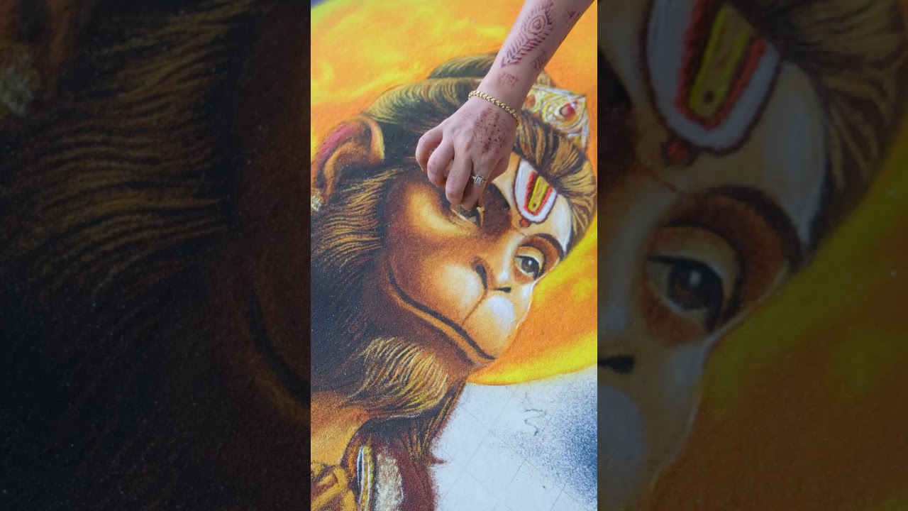 Portrait Rangoli of Hanuman ji