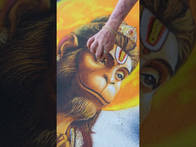 Portrait Rangoli of Hanuman ji