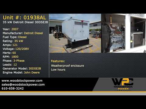 Used 35 kW Detroit Diesel 30DSEJB Diesel Generator