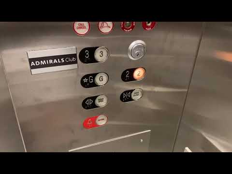 Awesome Montgomery Kone Select traction elevator to AA Admirals Club Terminal D MIA Miami, FL
