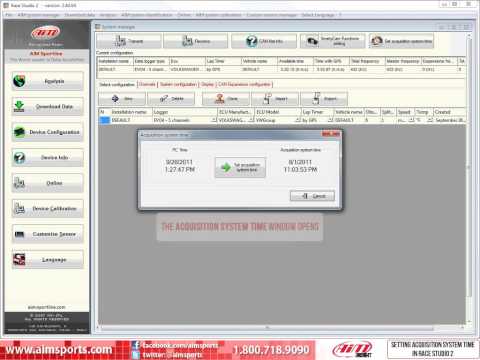 Setting Acquisition System Time in Race Studio 2