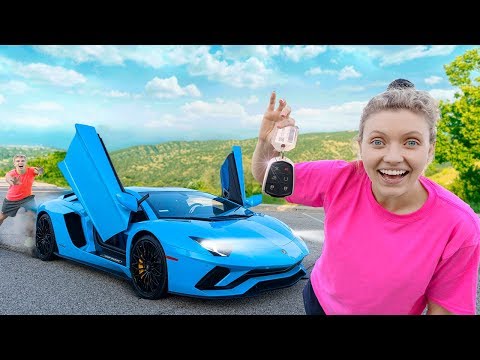 Scaring Stephen Sharer Driving Lamborghini Surprise for The First Time!! (Sis vs Bro Challenge)