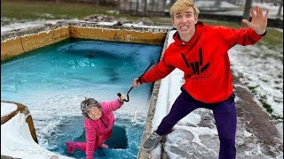 Scary Old Lady FELL into our Backyard Pool!