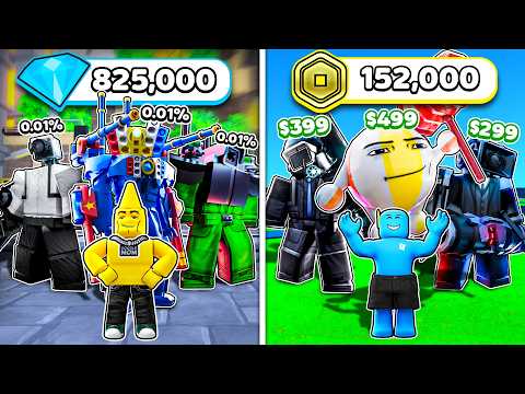 100x LUCK vs 100x ROBUX in Toilet Tower Defense!