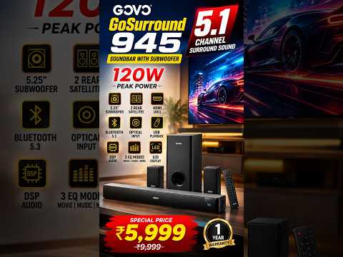 Thumbnail for 💯GOVO GOSURROUND 945 Review👉साउंडबार होम थिएटर👉120W Soundbar Home Theater #speaker #hometheater #tv