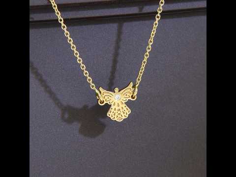 Bratara cu Lant Aur Galben 14k Ingeras Diamant Natural  | Design Fin Decorativ