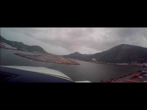 Aterrissando um Cessna 182 modificado: Grand Case, St. Martin (vista da cabine)