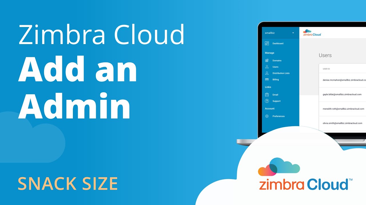 Zimbra Cloud™ Admin Dashboard Demo - Add an Admin