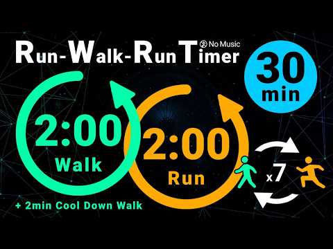 28-Minute Run-Walk-Run Timer: 2min Walk / 2min Run (No Music)