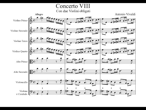 Antonio Vivaldi - Concerto for 2 Violins in A minor RV 522 (Sheet Music Score)