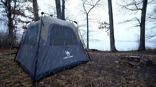 Rain Camping In A INSTANT TENT + Maryland Waterfront Views !!