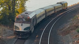 Amtrak SC-44 with Amtrak F40PH NPCU trailing at picnic point beach