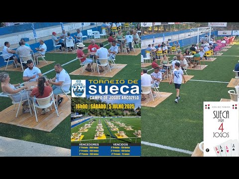 Como é um torneio de Sueca num campo de futebol.