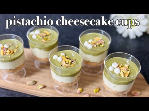 No Bake Pistachio Cheesecake Cups | Creamy Mini Dessert in Minutes 🍰💚