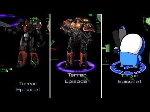StarCraft Original vs Rematered vs Cartooned - Main Menu + Campaign Menu + Briefing Room Comparison