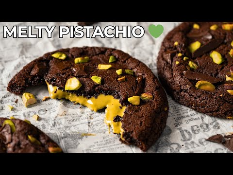 Pistachio Stuffed Chocolate Cookies 🍫💚 Gooey & Irresistible!