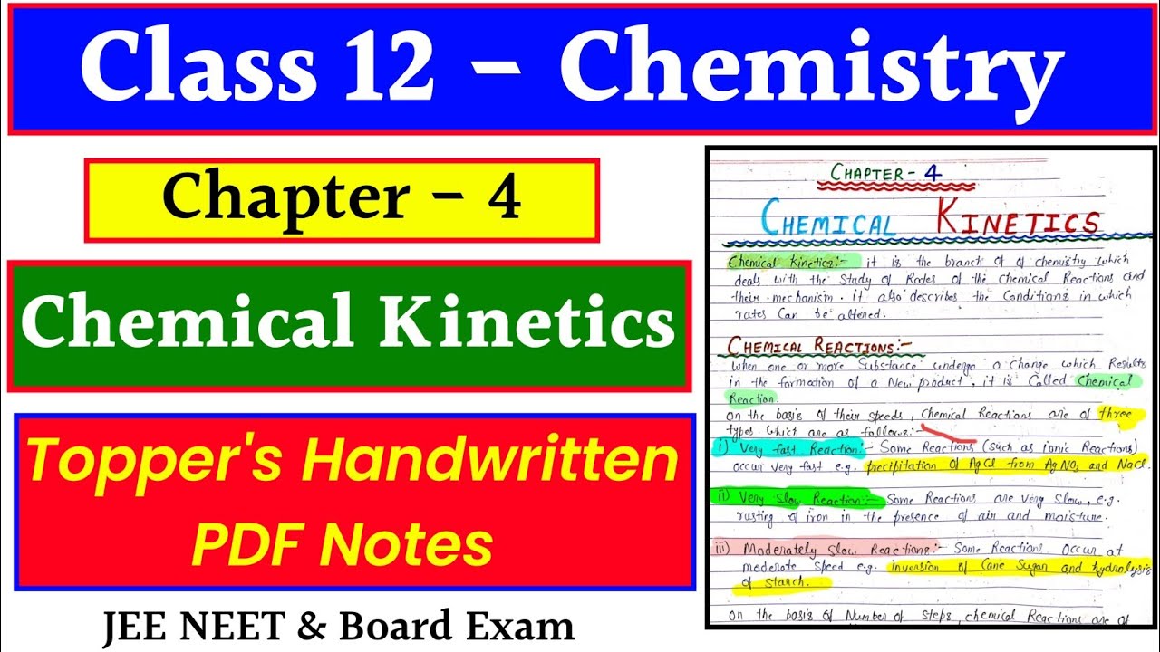 Chapter 4 CHEMICAL KINETICS || Class 12 Chemistry Handwritten PDF Notes || JEE NEET & Board Exam ||