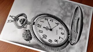 Pocket Watch Realistic Drawing