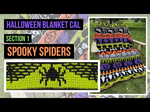Halloween Mosaic Blanket CAL - Section 1 - Spooky Spiders Mosaic Blanket Strip (Right-Handed)