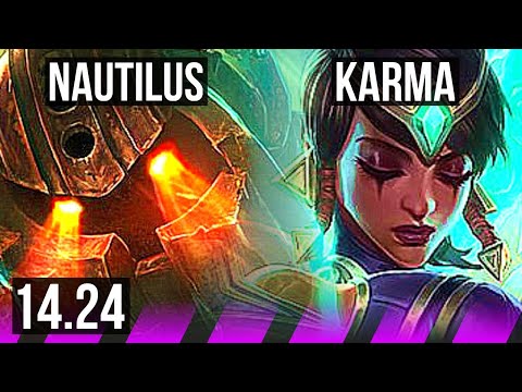 NAUTILUS & Seraphine vs KARMA & Ezreal (SUP) | KR Diamond | 14.24