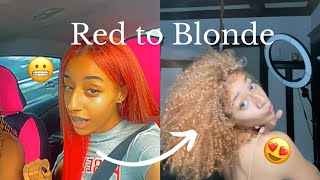 REMOVING PERMANENT RED HAIR DYE TOO BLONDE WITH NO DAMAGE/NO BLEACH(color oops)