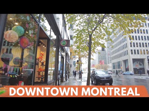 Caminhe no centro de Montreal em 4K - novembro: Dorchester Square, Sainte-Catherine Street #montreal